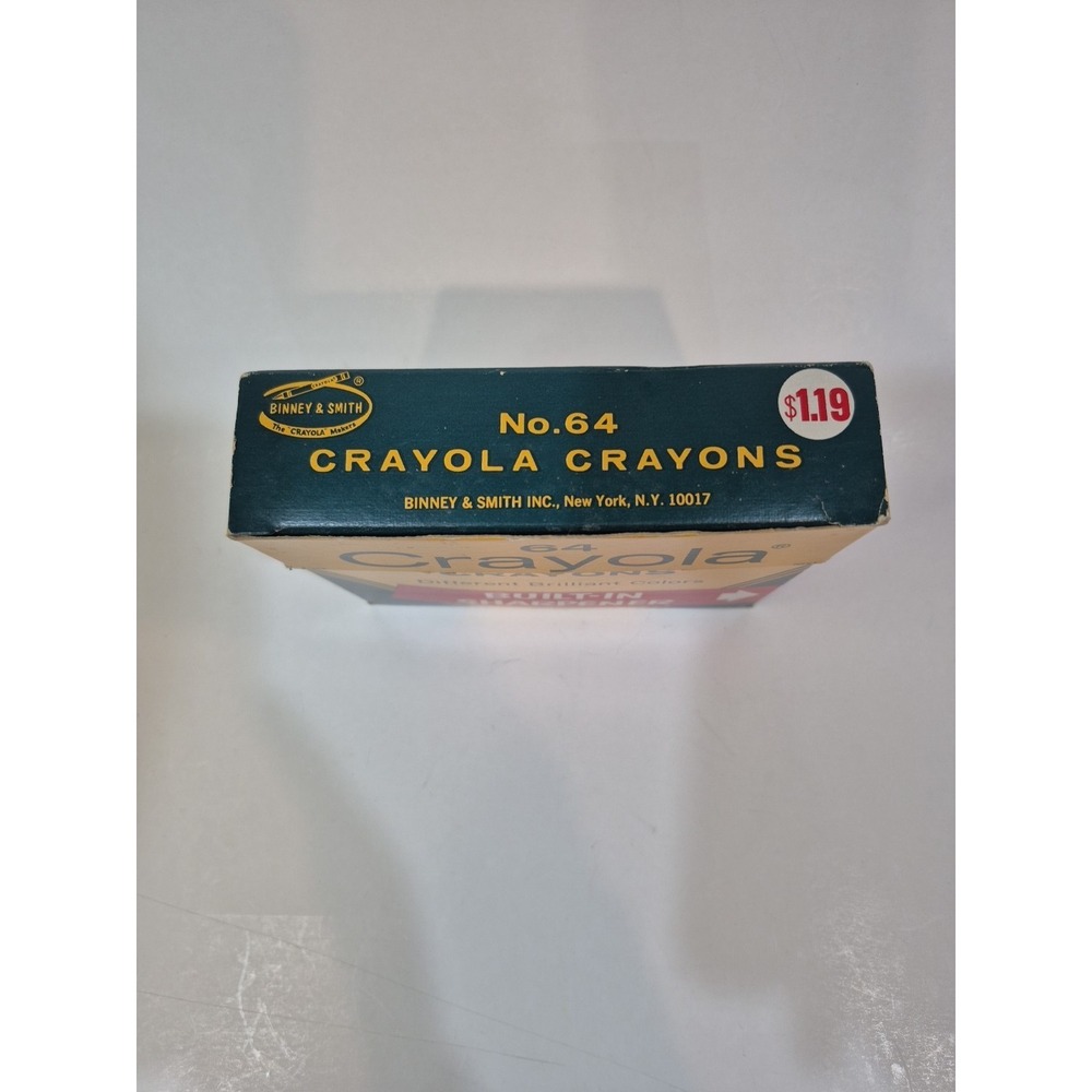 Vintage Crayola Crayons Binney & Smith #64 Box Built In Sharpener Retired Colors - Picture 2 of 7